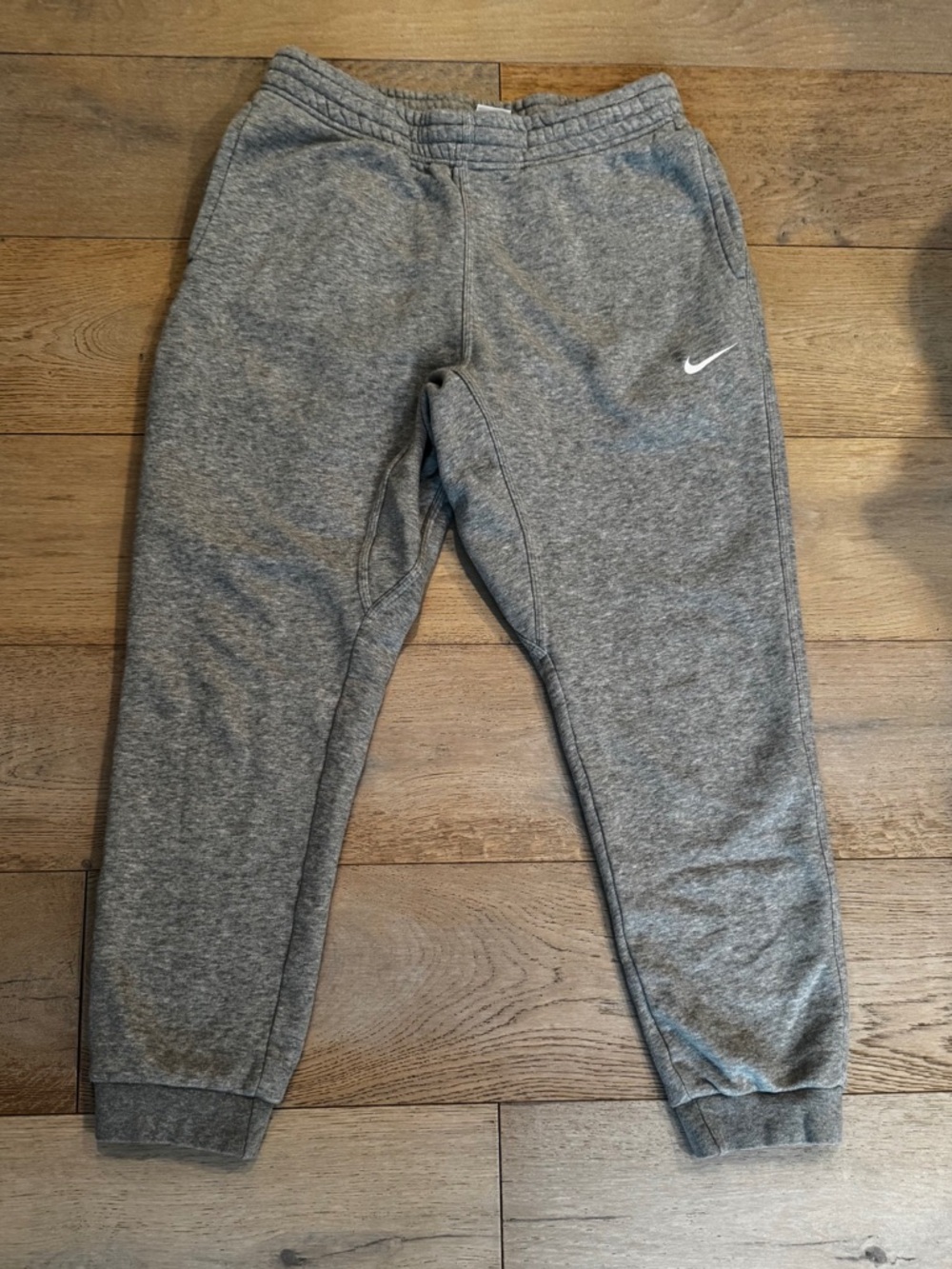 Nike Gray Fleece Joggers with White Swoosh